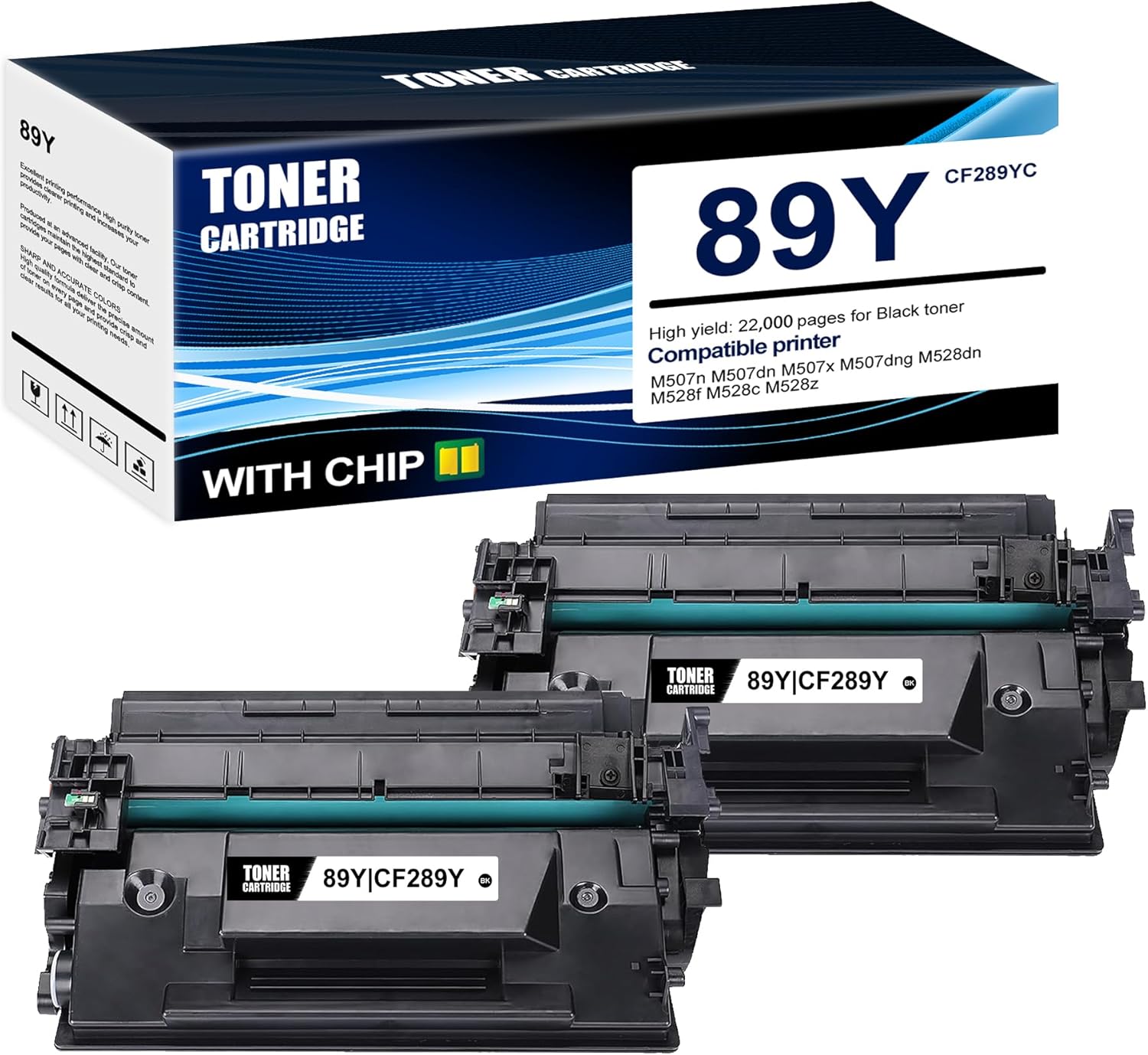 2-Pack Black 89Y CF289YC Toner Cartridge: Compatible 89Y CF289YC Replacement for HP M507n M507dn M507x M507dng M528dn M528f M528c M528z Printer