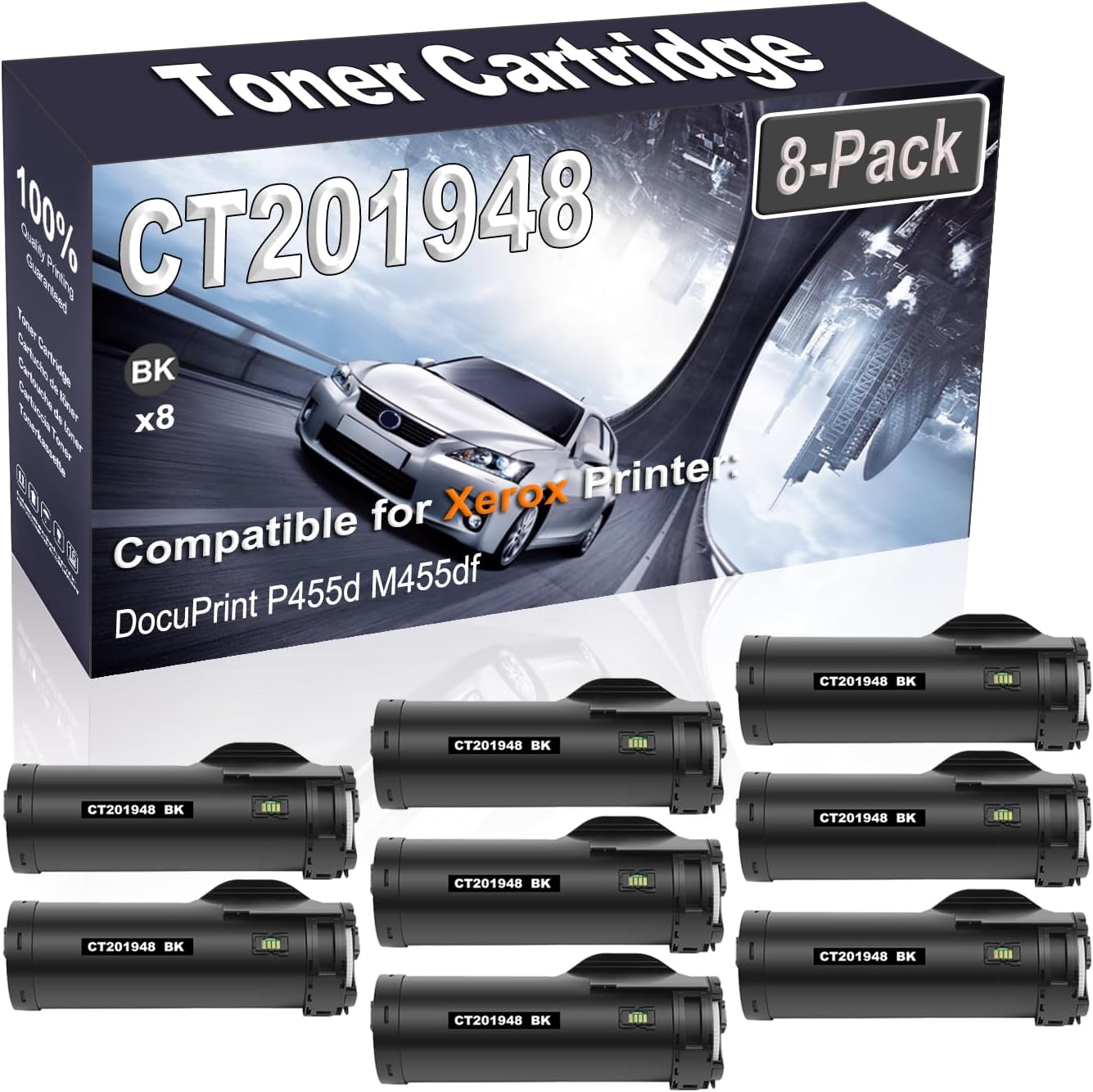 Kolasels 8-Pack (Black) Compatible CT201948 Printer Toner Cartridge (High Capacity) fit for DocuPrint P455d M455df Printer