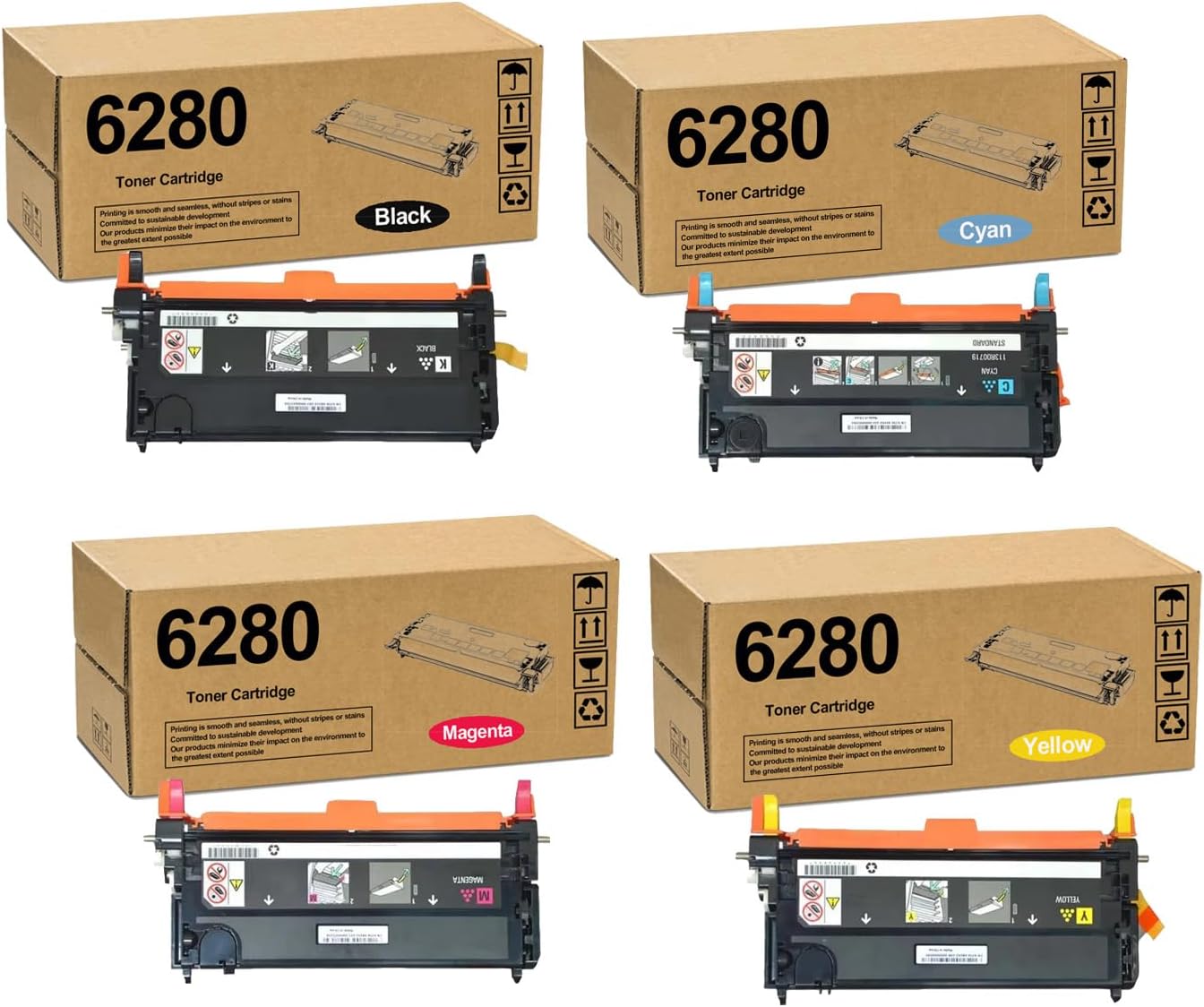 ASANSH 106R01395 106R01392 106R01393 106R01394 Toner Cartridge for 6280 High Yield Toner Cartridge Use for Phaser 6280 6280dn Printers (4-Pack)