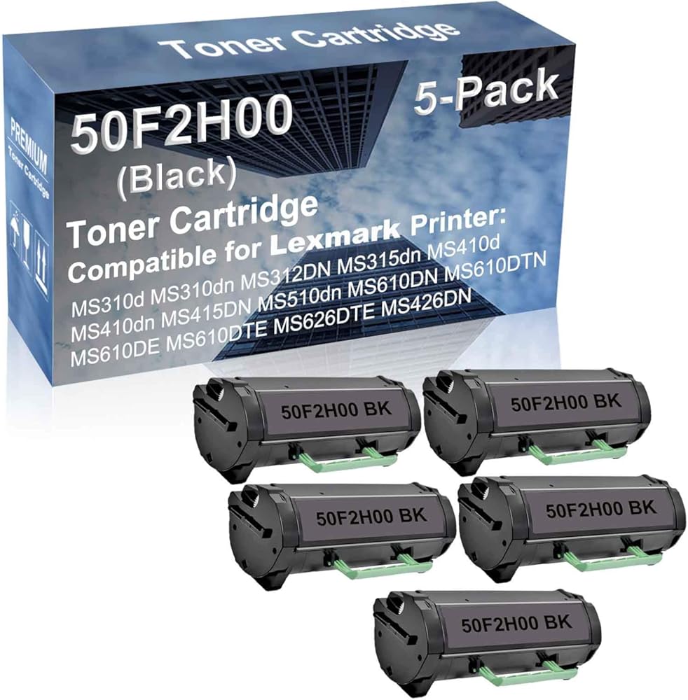 5-Pack Compatible High Capacity 50F2H00 Imaging Toner Cartridge use for MS310d MS310dn MS312DN MS315dn MS410d Printer (Black)