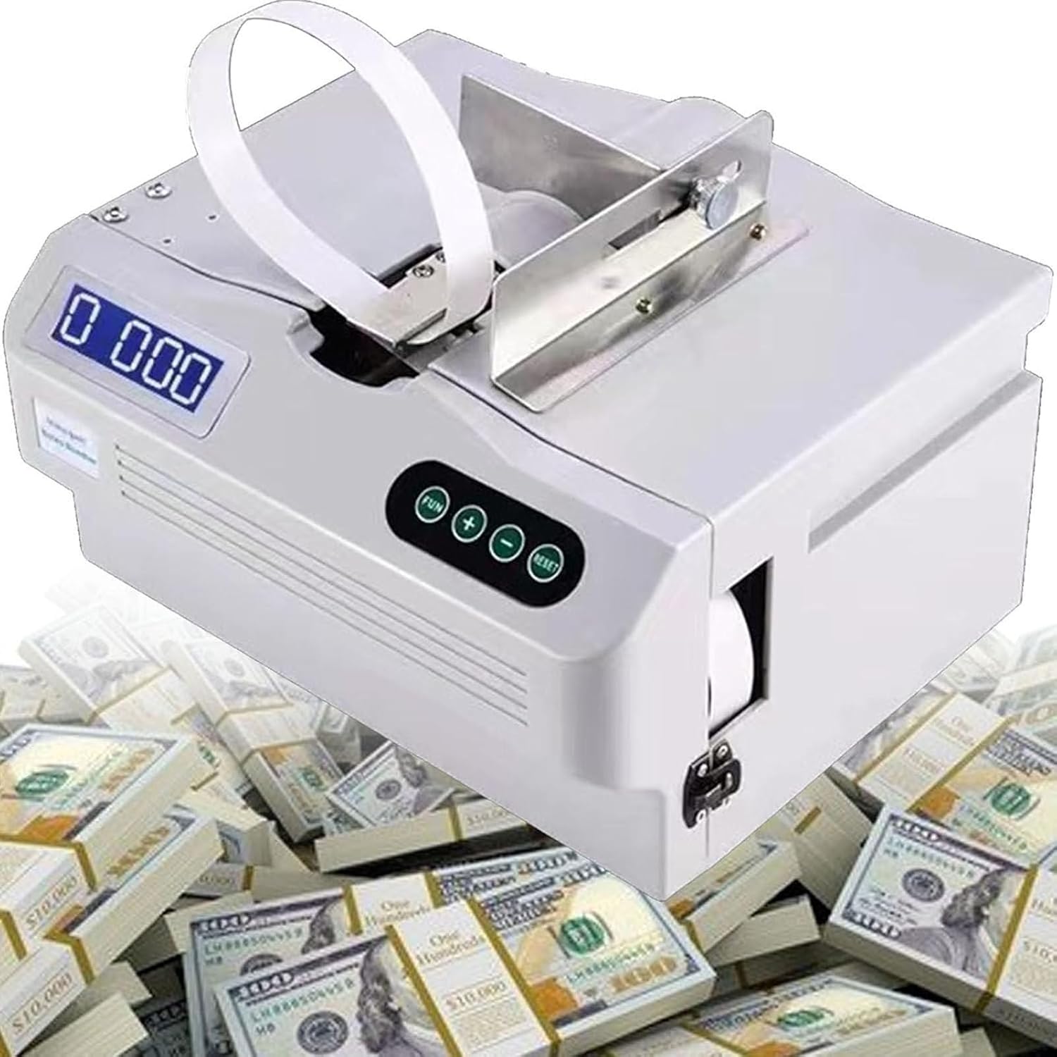 Lbxlhr Automatic Small Across Binding Machine Intelligent Banknote Bundling Tool Currency Strapping Tool,Adjustment with LCD Screen for Finance and Cashiers