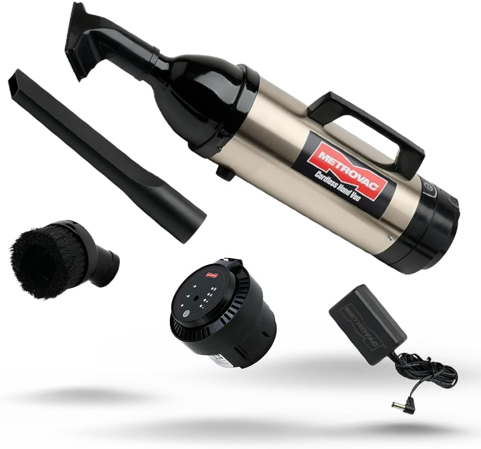METROVAC Battery Pack Kit Bundle with Stainless Steel Cordless Hand Vac Vacuum