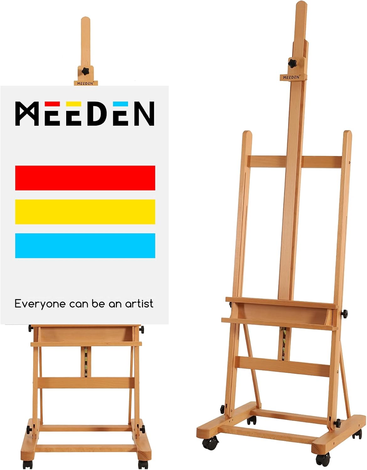 MEEDEN Easel Stand for Painting and Display, Adjustable H Frame Floor Art Easel for Drawing, Heavy Duty Beech Wood Hold Canvas up to 146