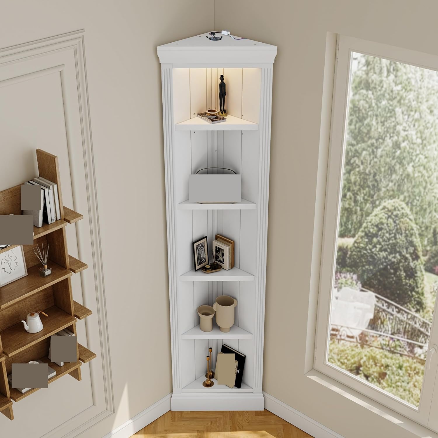 Bookshelf Suite,Modern Bookcase Suite with LED Lighting, Drawers and Open Shelves,Storage Bookshelf for Living Room,Home Office,White