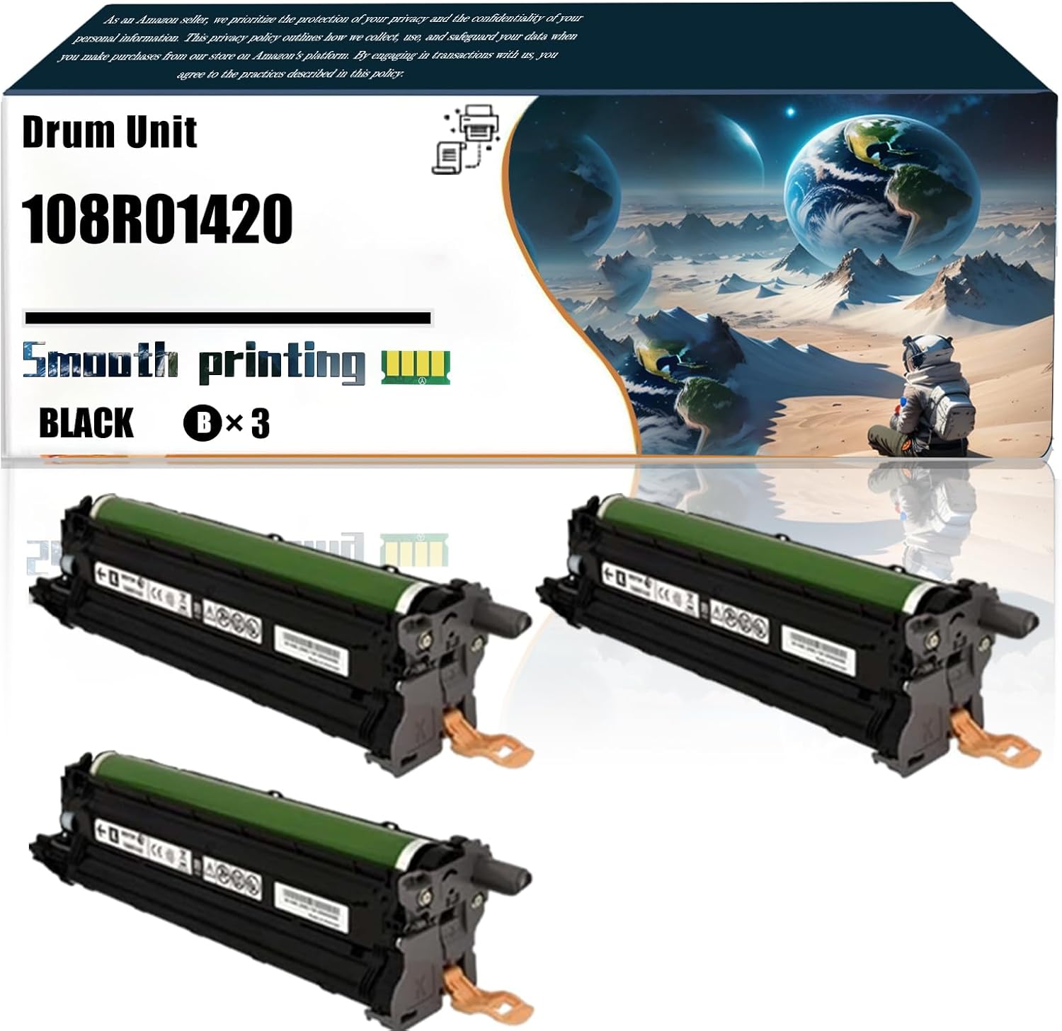 Replacement Parts Drum Unit 108R01420 Compatible with Xerox WorkCentre 6515DN WorkCentre 6515DNI WorkCentre 6515N Printers, Contains Chip and Clear Printing (3 Pack Black)