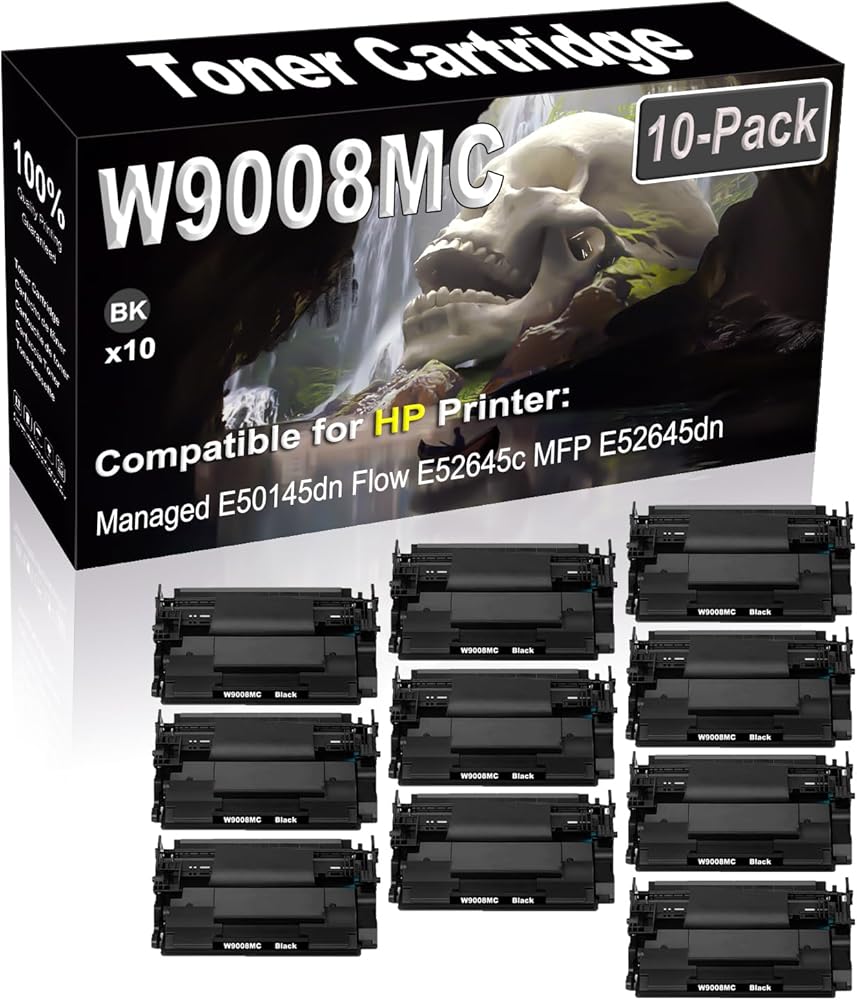 SINIYA 10-Pack (Black) Compatible High Yield W9008 W9008MC Laser Printer Toner Cartridge use for Managed E50145dn Flow E52645c MFP E52645dn Printer