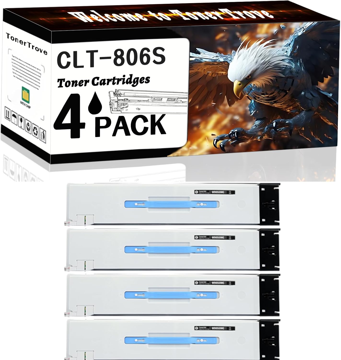 CLT-806S Toner Cartridges Compatible for Samsung MultiXpress X7400GX X7400LX X7500GX X7500LX X7600GX X7600LX Printers, Office Printing is Easy Clear Smooth (4 Pack Black)