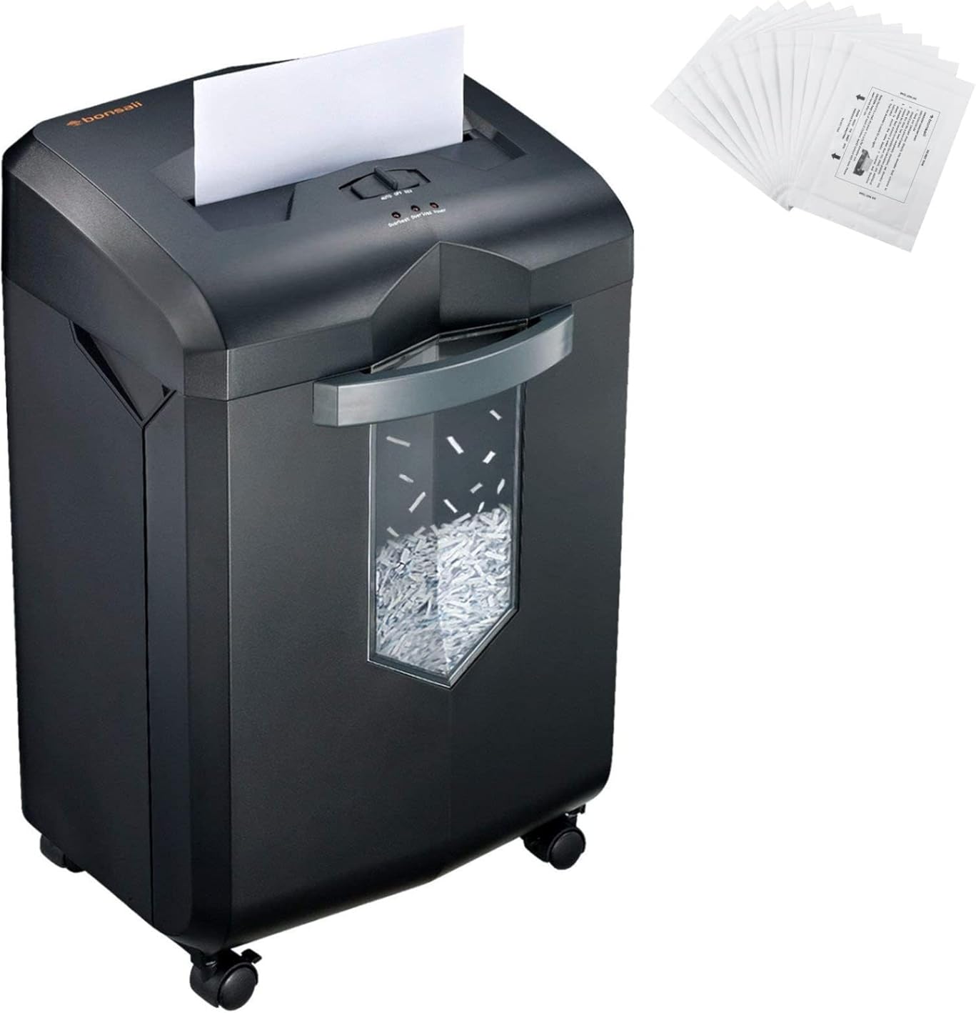 Bonsaii 14-Sheet Microcut Paper Shredder and 12-Pack Shredder Lubricant Sheets