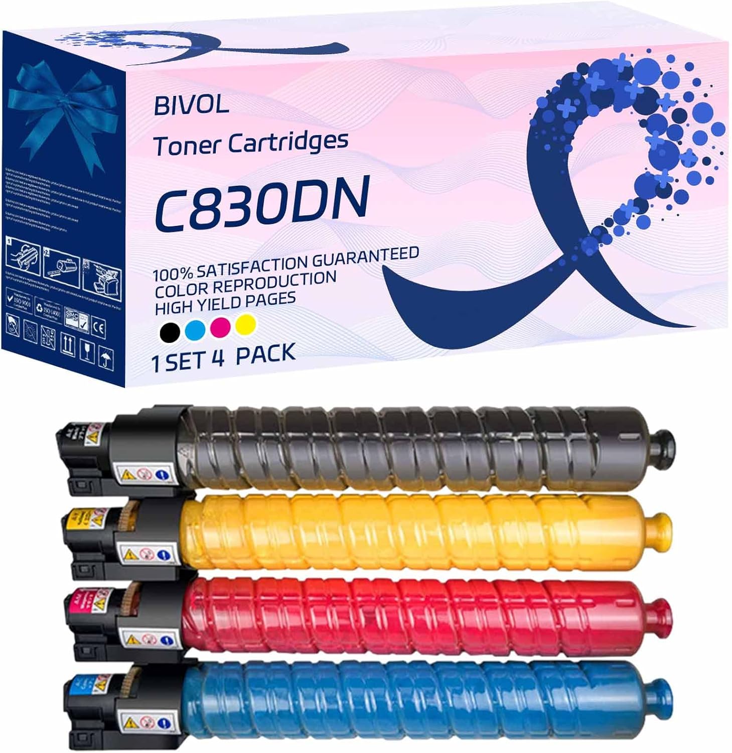BIVOL C830DN Toner Cartridges Compatible for Ricoh Aficio SP C830DN C831DN Printers, High Yield 28000 Pages (Multicolor)