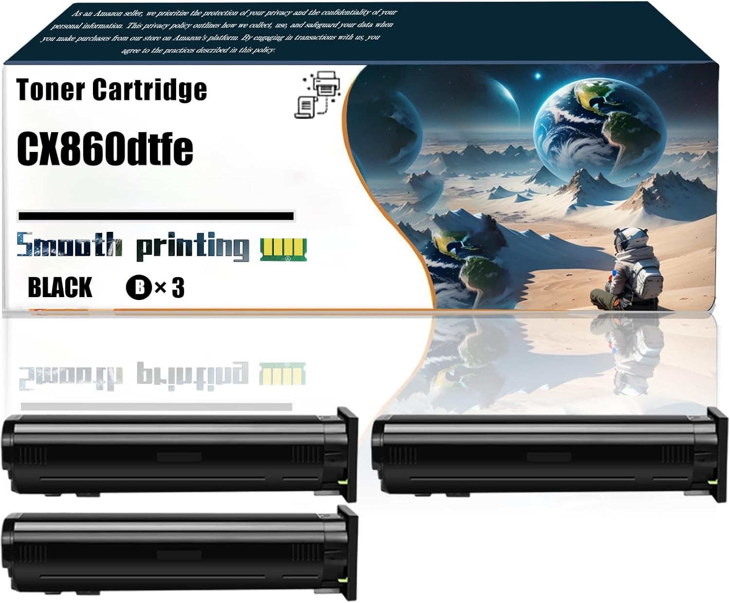 Replacement Parts Toner Cartridge CX860dtfe Compatible with Lexmark CX825de CX825dte CX825dtfe CX860dte Printers, Contains Chip and Clear Printing (3 Pack Black)