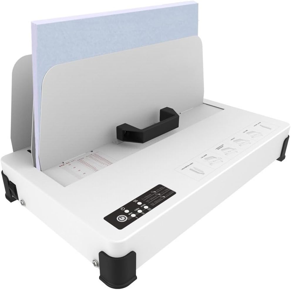 JKSVTF Hot Melt Binding Machine, Electric Comb Binding Machine, Desktop A4 Books Contract Document Automatic Binder 300W 50mm(500 Sheeets Paper) Manual Punching