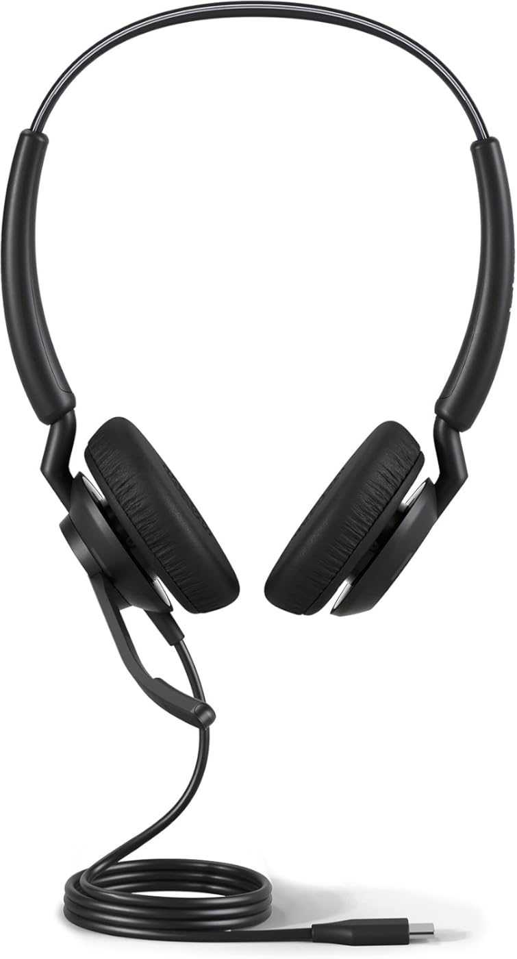 Jabra Engage 40 Wired Stereo Headset - Noise-Cancelling 2-Mic Technology and USB-C Cable, Ultra-Light Design - Works with All Leading Unified Communications Platforms Such As Zoom, Unify - Black
