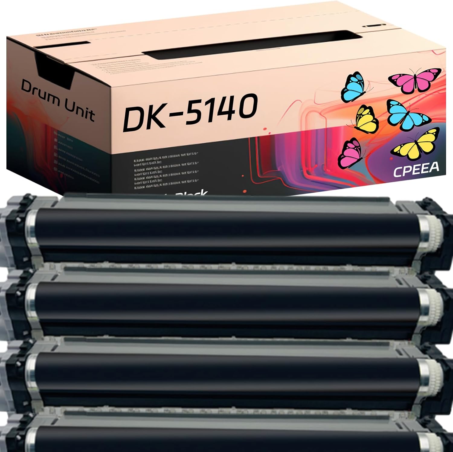 Compatible for Kyocera DK-5140 Drum Unit Work for Kyocera ECOSYS M6235cidn M6530cdn M6535cidn M6630cidn M6635cidn Printers, with Chip, High Yield 200000 Pages, Clear Printing (4 Pack Black)