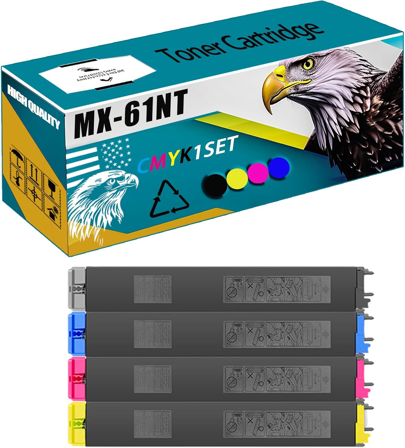 CEECN MX-61NT Toner Cartridge Compatible for Sharp MX-2630N MX-2651 MX-3050N MX-3050V MX-3051 MX-3070N MX-3070V MX-3071 MX-3550N MX-3550V Printers, High Production Replacement (Multicolor)