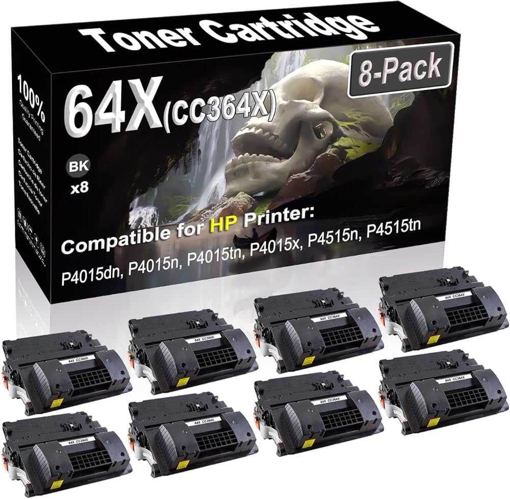 SINIYA 8-Pack (Black) Compatible P4015dn P4015n P4015tn P4015x P4515n Laser Printer Cartridge (High Capacity) Replacement for 64X CC364X Printer Cartridge