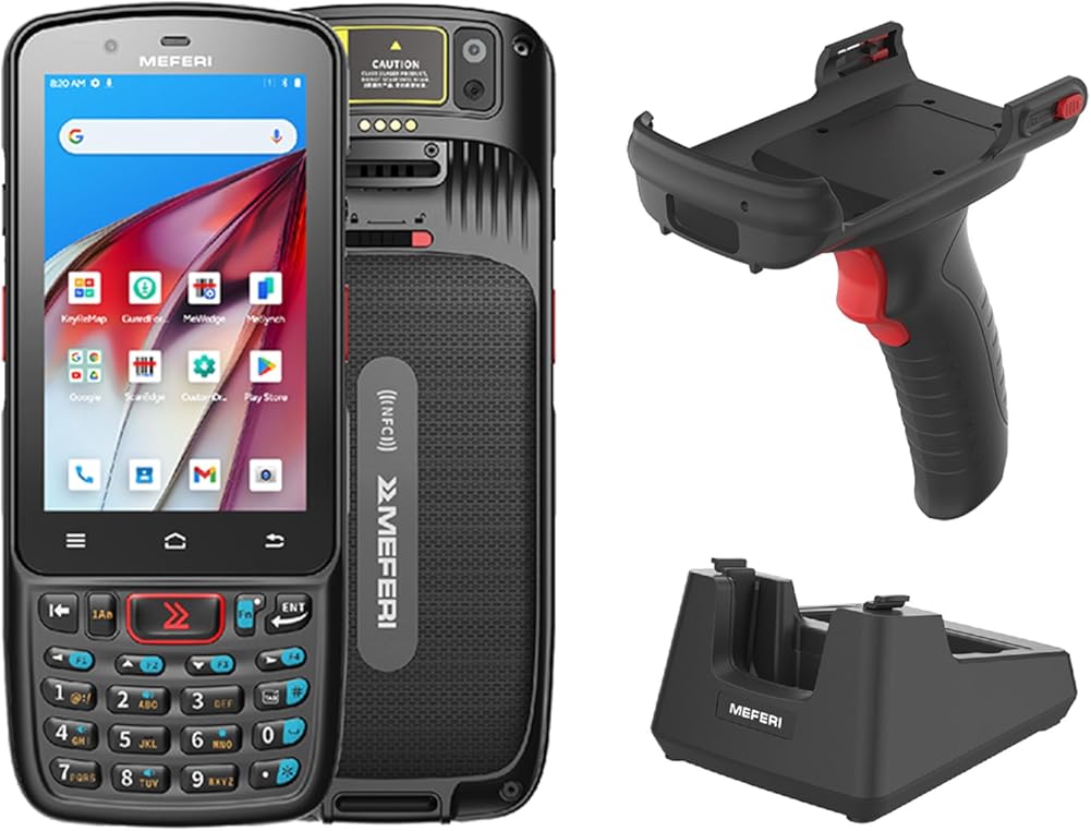 MEFERI ME40K Android 12 Barcode Scanner with Pistol Grip and Charging Cradle, Equip with Zebra SE4710 Scan Engine, PDA Mobile Computer Snapdragon Octa-core CPU, 1D/2D/QR, 4G BT WiFi GPS NFC, 5180mAh