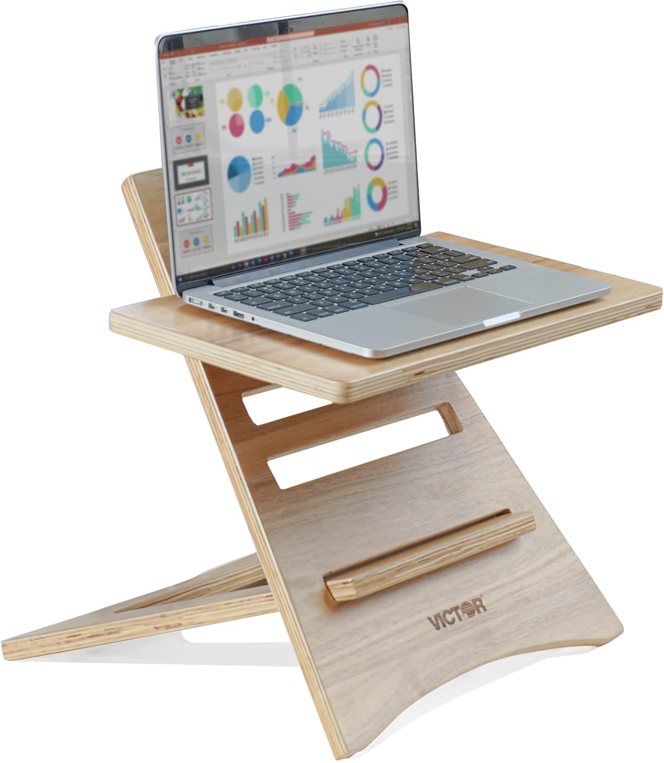 Victor DC150A High Rise Collection Acacia Wood Adjustable Laptop Stand, Portable, Fast Assembly, Perfect for Dorms/Bedrooms/Small Offices