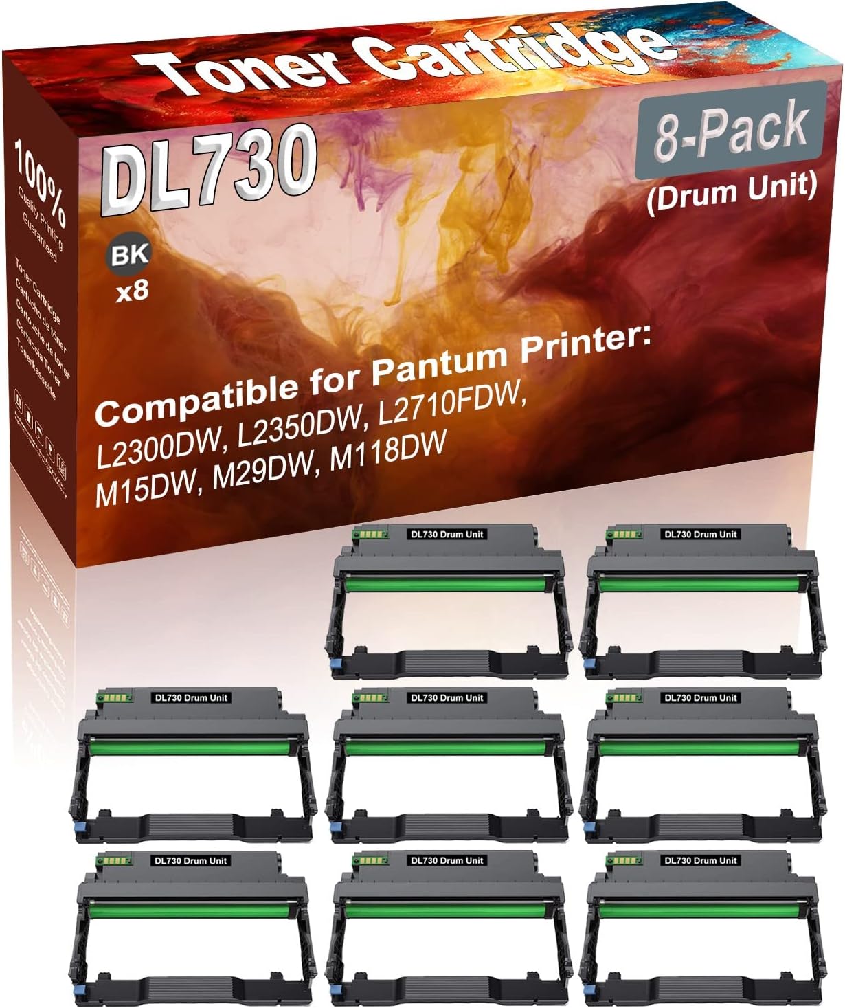8-Pack Compatible DL730 Laser Drum Unit Used for Pantum L2300DW, L2350DW, L2710FDW, M15DW, M29DW, M118DW Printer (Black, High Yield)