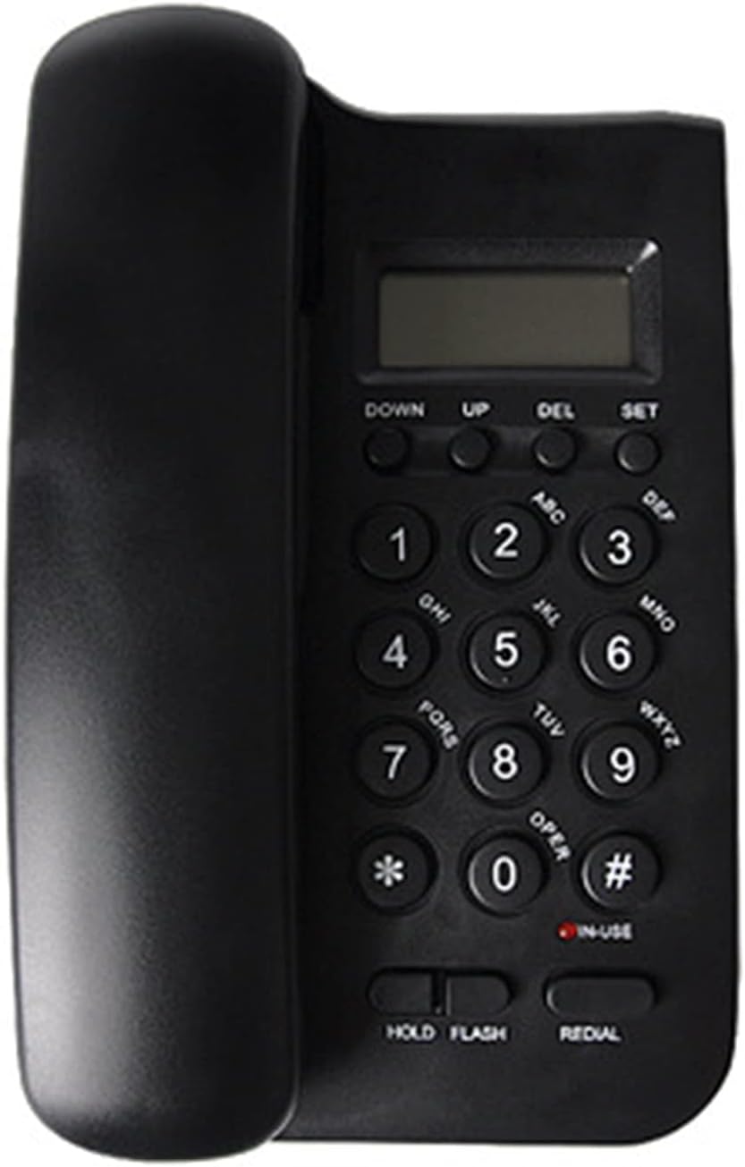 Black Corded Telephone, Business Office Telephone, Hotel Room Wall Hanging Can Be Used As A Small Extension Home Compact Date Display Wired (Color : Black)