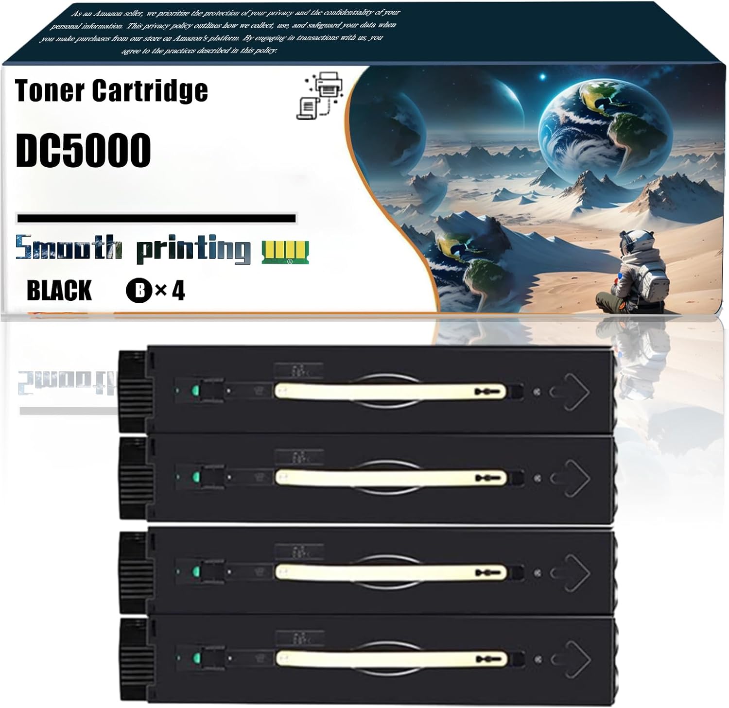 Replacement Parts Toner Cartridge DC5000 Compatible with Xerox DocuColor 5000 Printers, Contains Chip and Clear Printing (4 Pack Black)