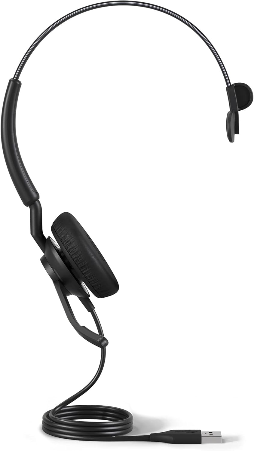 Jabra Engage 40 Wired Mono Headset with Inline Call Control - Noise-Cancelling 2-Mic Technology, and USB-A Cable - Works with All Leading Unified Communications Platforms Such As Zoom, Unify - Black