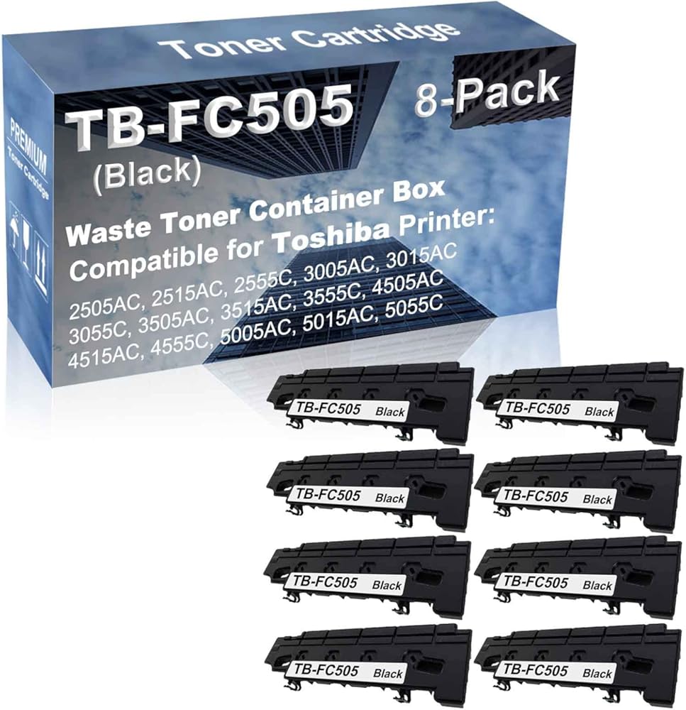 8-Pack Compatible High Capacity TB-FC505 TBFC505 Waste Toner Container Box use for Toshiba E-Studio 2505AC, 2515AC, 2555C, 3005AC, 3015AC Printer (Black)