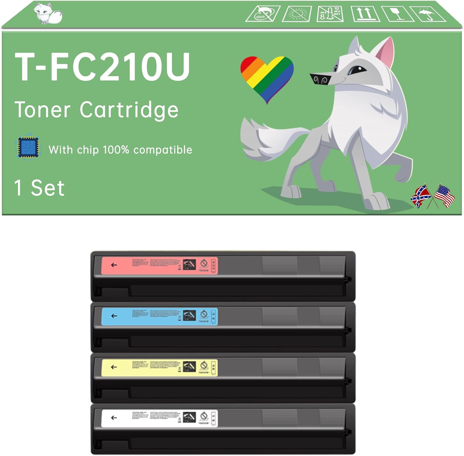 Compatible with Toshiba T-FC210U Toner Cartridge Work for Toshiba E-Studio 2010AC 2510AC Printers, with Chip, High Yield 38000 Pages, Exceptional Color Accuracy (4-Pack BK/C/M/Y)