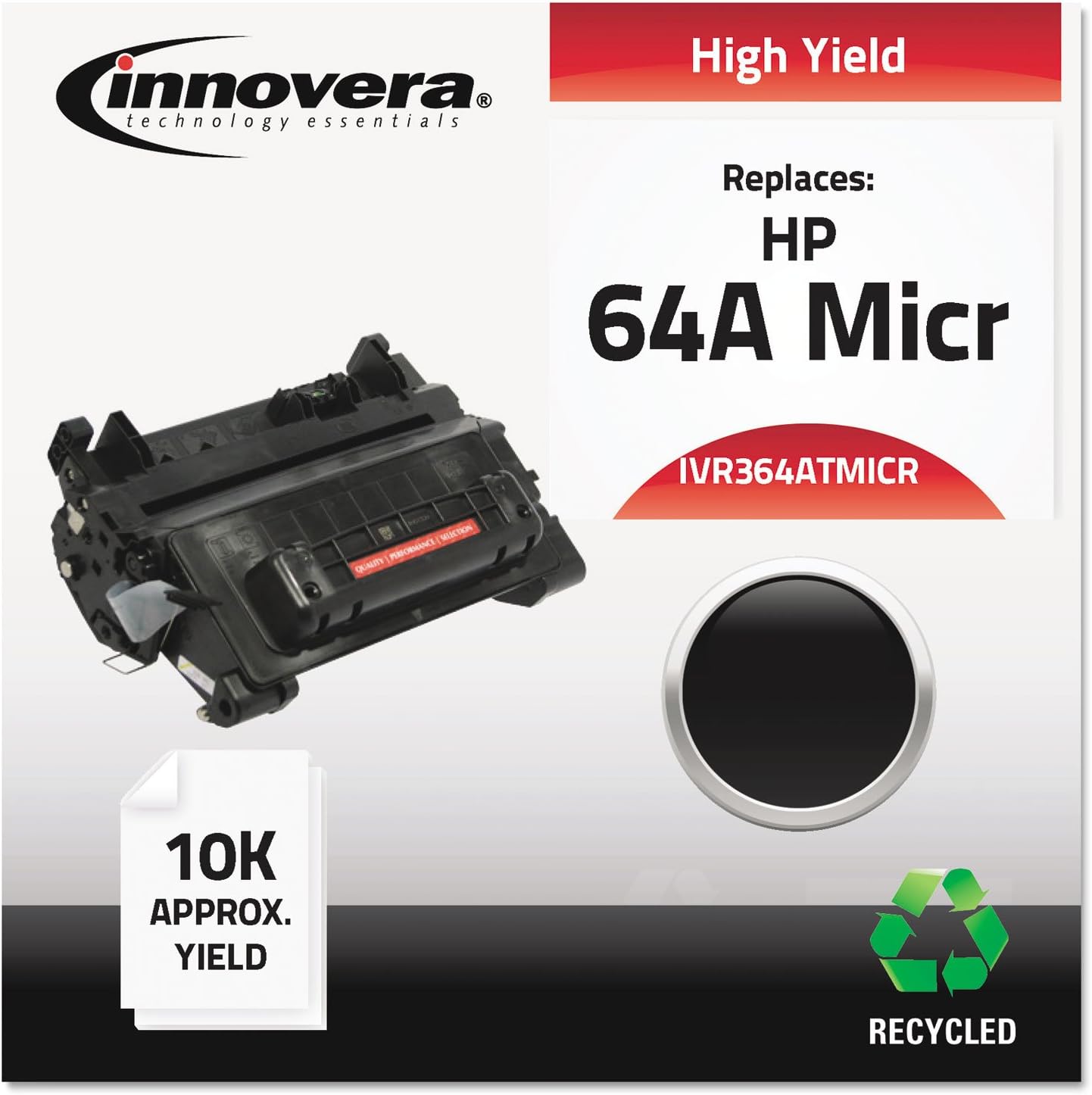 Innovera Remanufactured Black MICR Toner, Replacement for 64AM (CC364AM), 10,000 Page-Yield