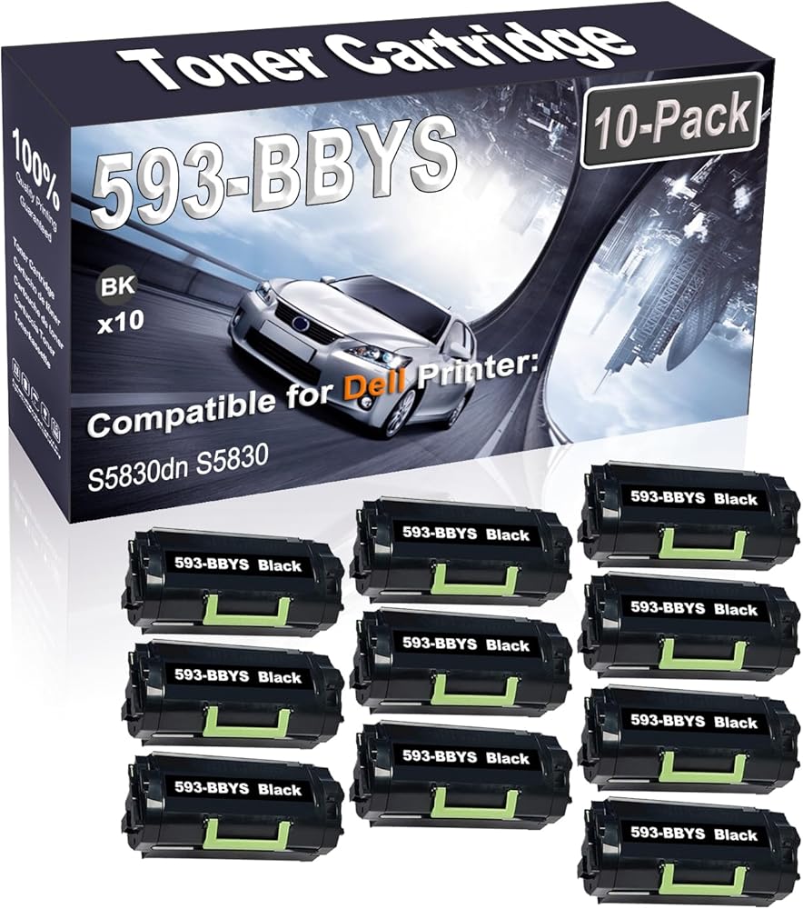 10-Pack (Black) Compatible S5830dn S5830 Laser Printer Cartridge (High Capacity) Replacement for Dell 593-BBYS X68Y8 2JX96 Printer Cartridge