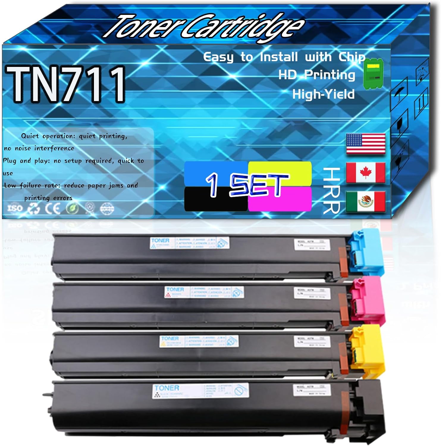 CEECN Compatible for Konica Minolta TN711 Replacement Toner Cartridge Used with bizhub 654 654e 754 754e Printers, High Production Multiple Options (4-Pack BK/C/M/Y)