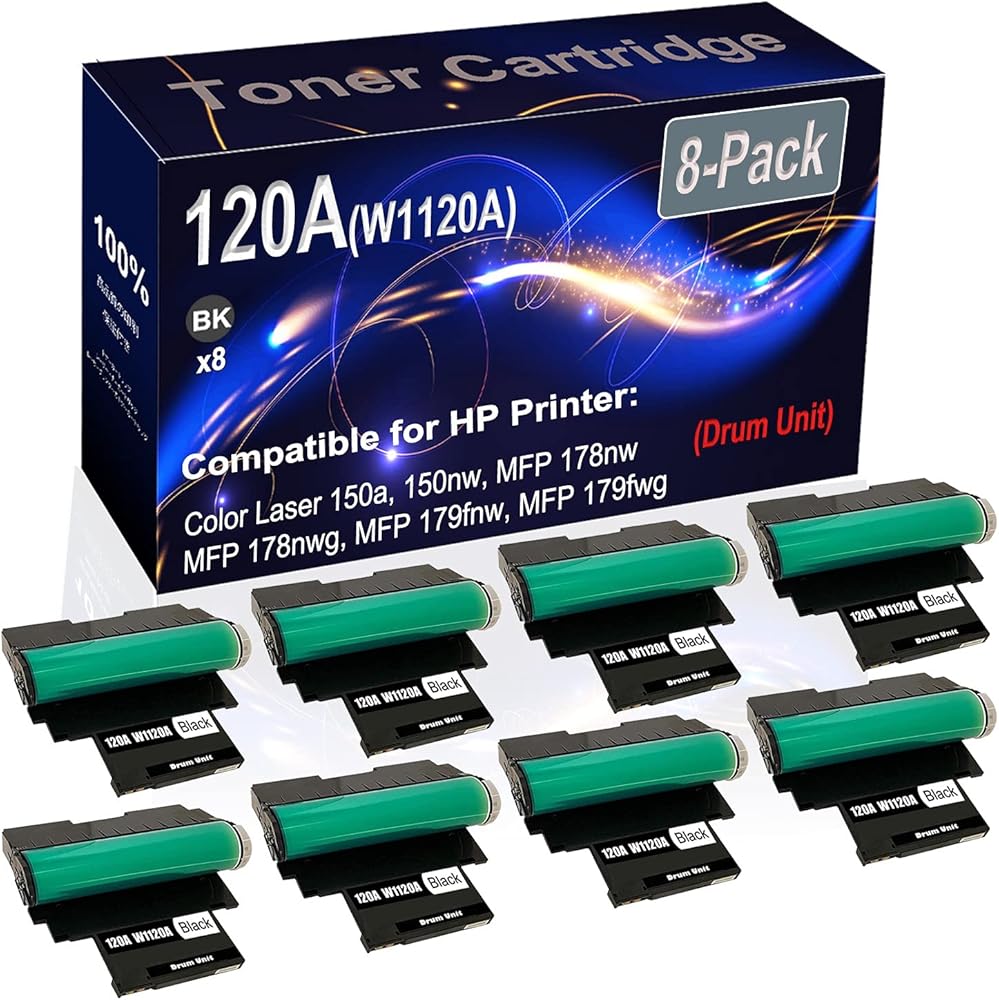 8-Pack Compatible 120A W1120A Laser Drum Unit Used for HP Color Laser 150a 150nw, MFP 178nw Printer (Black, High Yield)