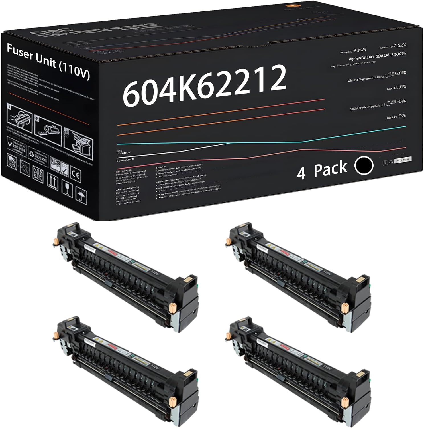 UVUMB Compatible with Xerox 604K62212 Fuser Unit (110V) Work for Xerox WorkCentre 7545 7556 7845 7855 Printers, with Chip, High Yield 350000 Pages, High-Definition Printing (4 Pack Black)