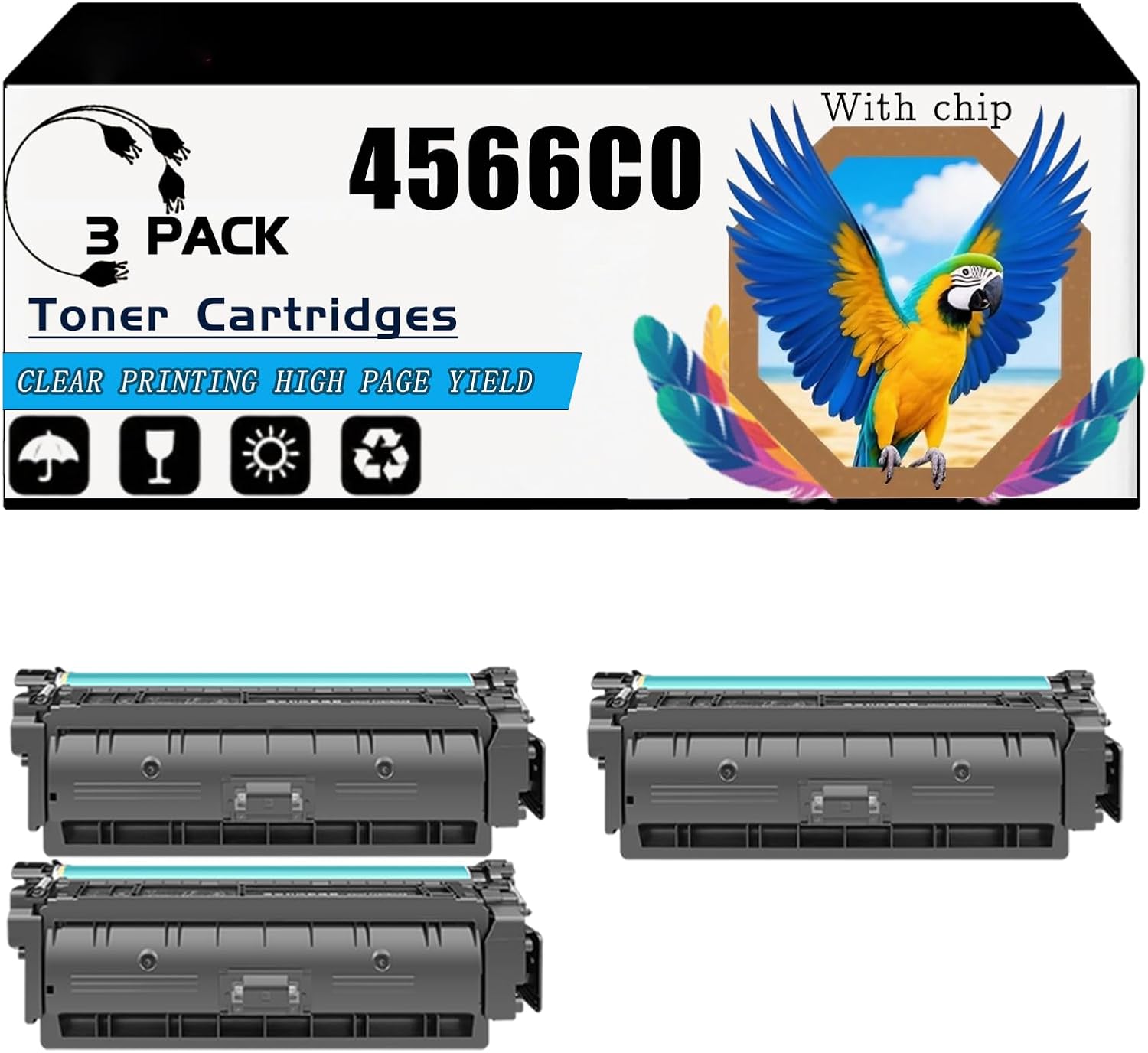 Compatible for Canon Color imageCLASS X LBP1538C X LBP1538C II X MF1538C X MF1538C II Printers, 4566C001AA Toner Cartridges, High-Yield 13000 Pages, Strong Print Clarity (3 Pack Black)
