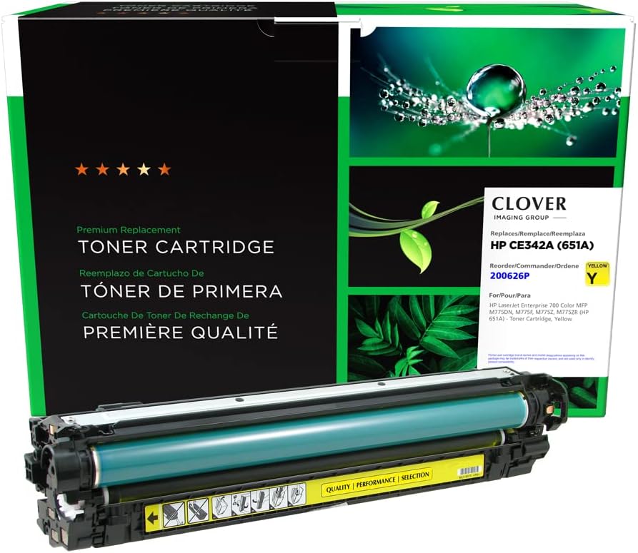 Clover Remanufactured Toner Cartridge Replacement for HP CE342A (HP 651A) | Yellow