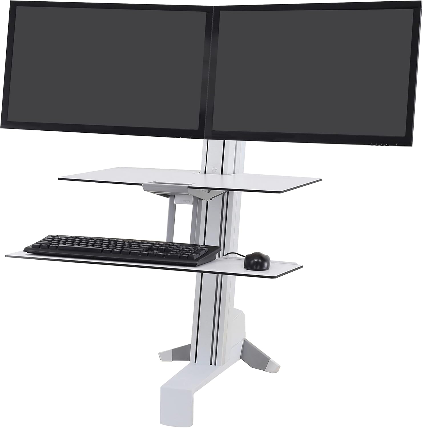 Ergotron – WorkFit-S Dual Monitor Standing Desk Converter, Sit Stand Workstation for Tabletops – with Worksurface, White