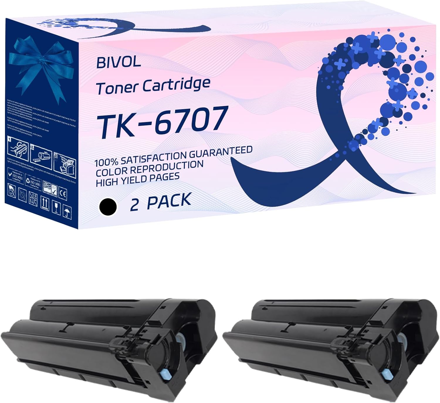BIVOL Compatible for Kyocera TK6707 Toner Cartridge TASKalfa 6501i 6500i 8000i 8001i Printers, High Yield 80000 Pages (2-Pack Black)