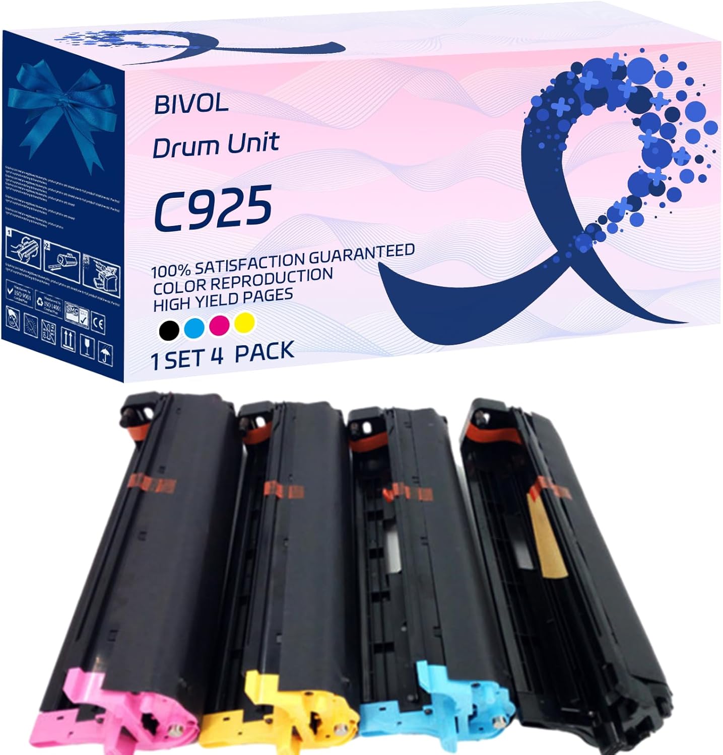 C925 Drum Unit Compatible for Lexmark C925 C925DE X925 X925DE Printers, with Chip, High Yield 30000 Pages, Vivid Colors (4-Pack BK/C/M/Y)