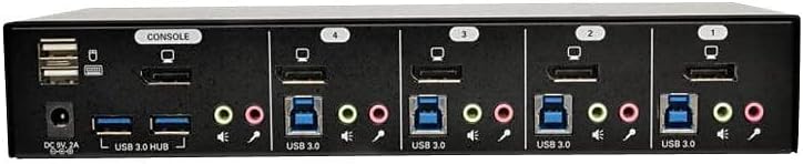 TRIPP LITE 4-Port DisplayPort KVM Switch with Audio, Cables & USB 3.0 Hub (B004-DPUA4-K)