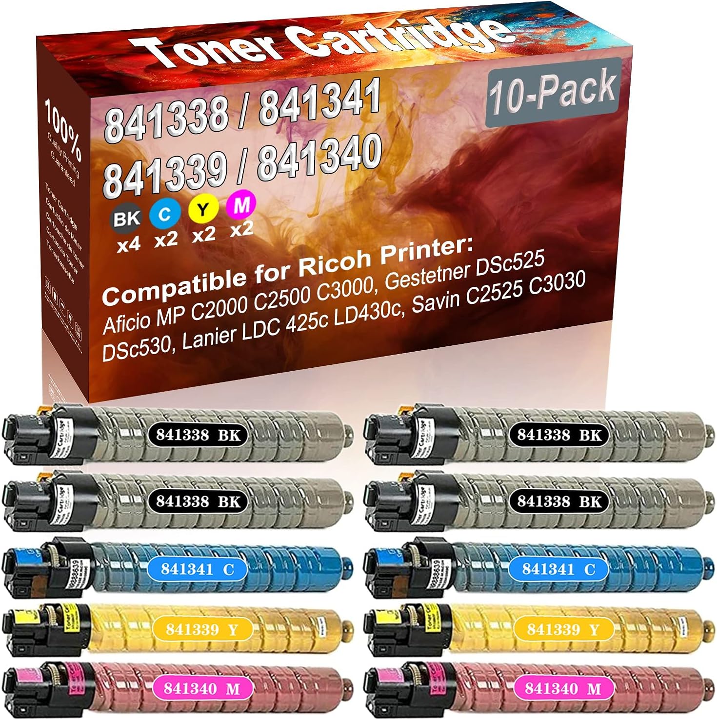 Credibility Store 10-Pack (4BK+2C+2Y+2M) Compatible Aficio MP C2000 C2500 C3000 Laser Toner Cartridge (High Capacity) Replacement for Ricoh 841338 841341 841339 841340 Printer Toner Cartridge