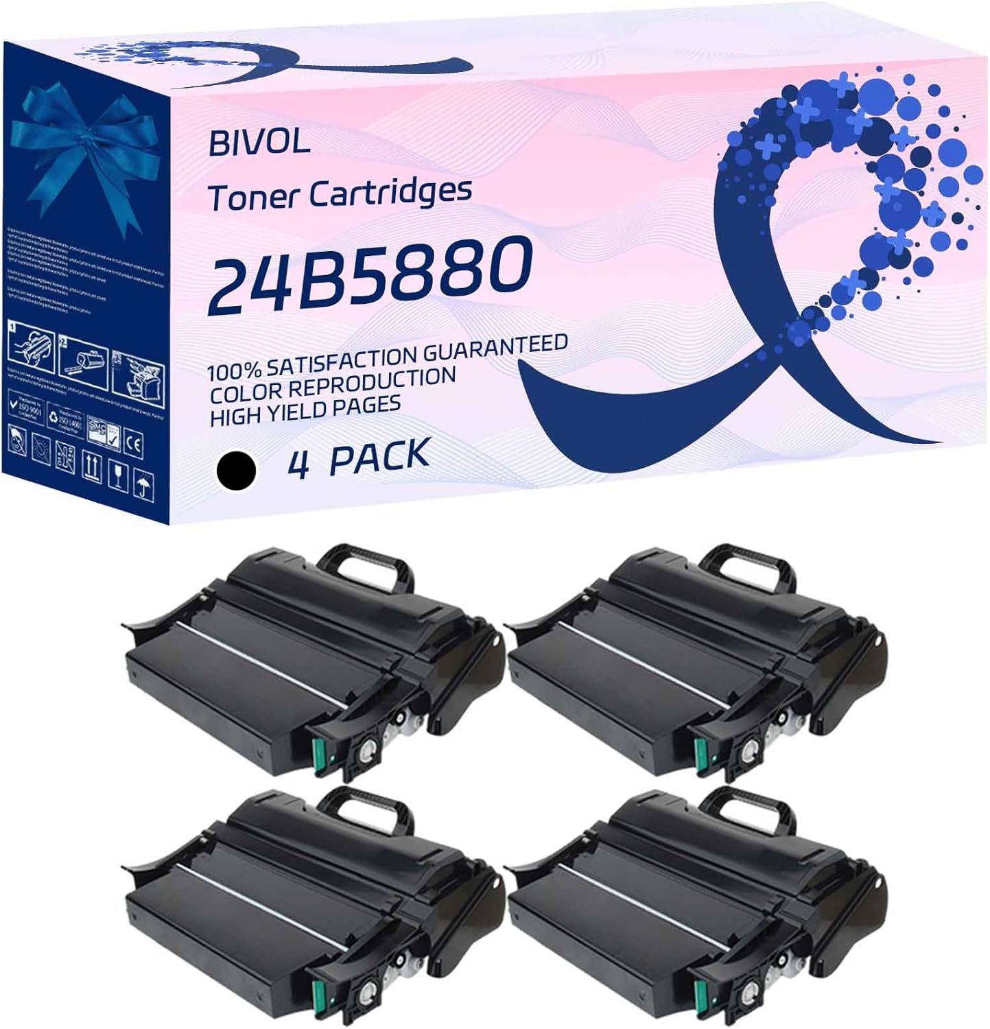 24B5880 Toner Cartridges Compatible for Lexmark T654DN T654DTN T654N T656DNE TS654DN Printers, High Yield 31000 Pages (4 Pack Black)