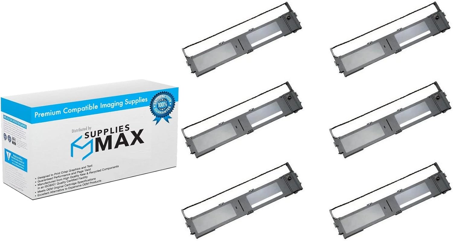 SuppliesMAX Compatible Replacement for C. Itoh Prowriter C-815 Supra/M9815 Black Printer Ribbons (6/PK) (46114469)