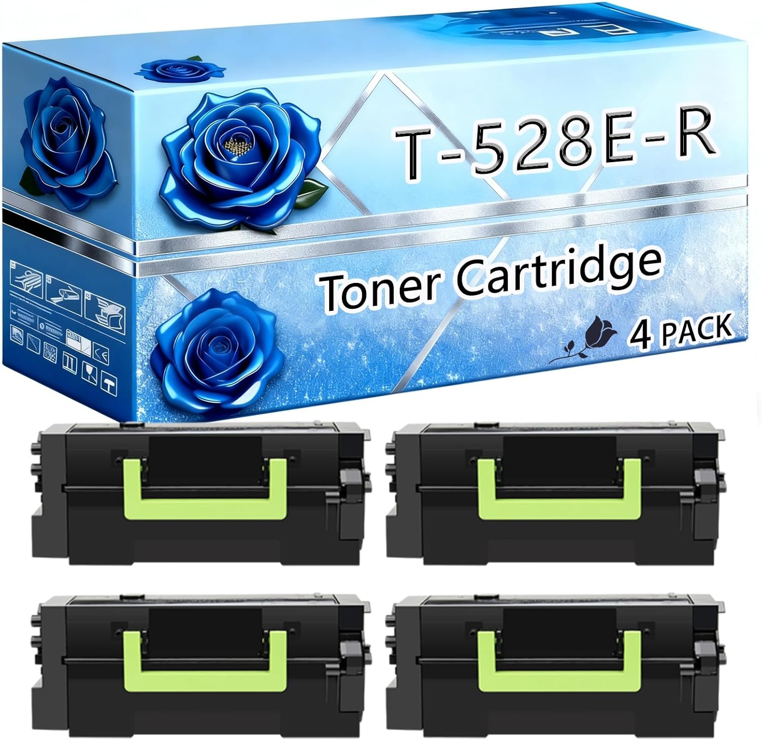 BIVOL Compatible Toner Cartridge Replacement for Toshiba T-528E-R High Yield 15000 Pages E-Studio 528P Printers (4 Pack Black)