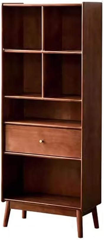 BABETRUE Bookshelves Household Solid Wood Floor Bookshelf Living Room Storage Cabinet Bookcase Porch Study Storage Bookcase Display Cabinet Bookshelf(S:65CMX32CMX160.3CM)