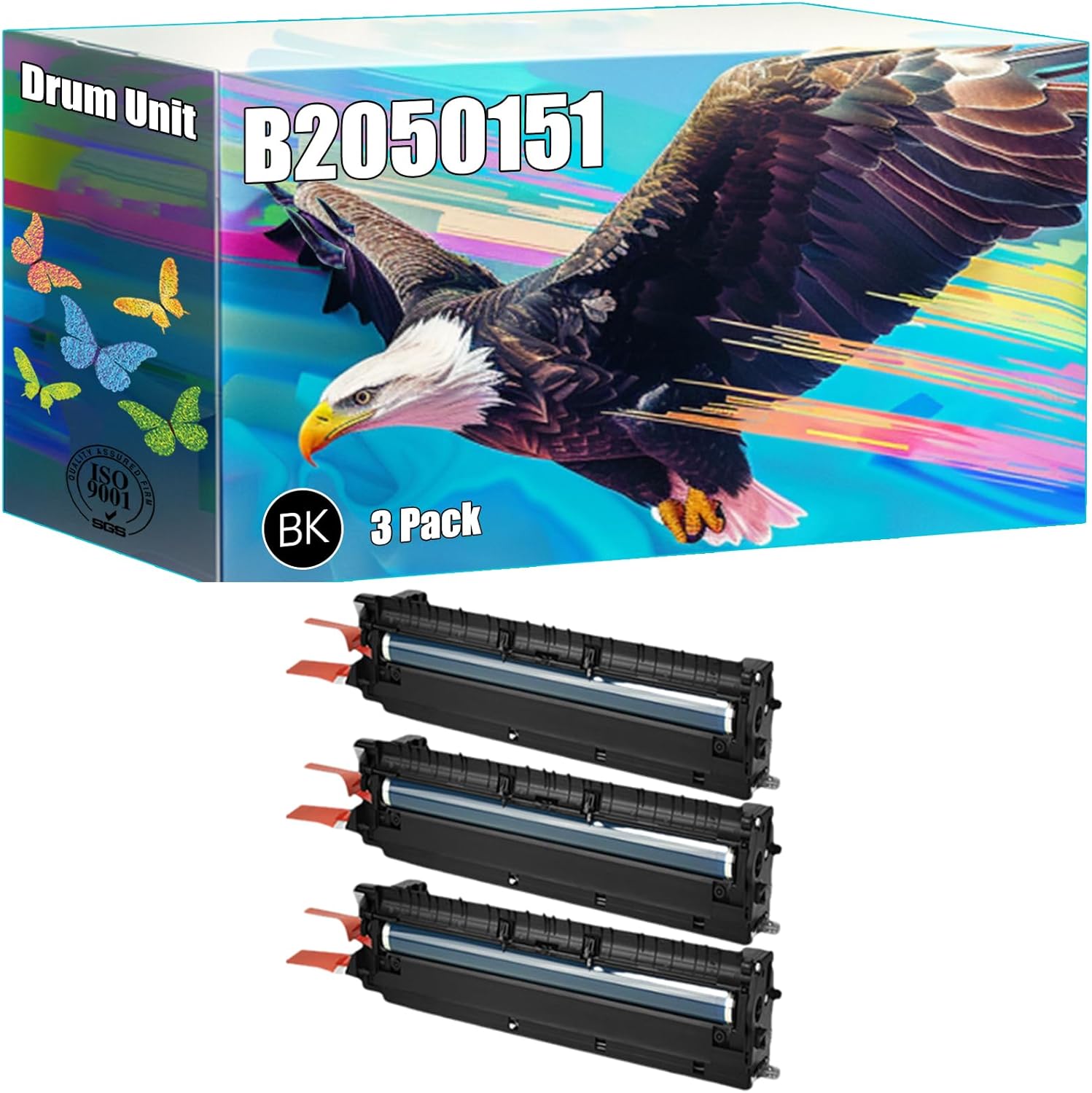 ODRNG Compatible with Ricoh B2050151 Drum Unit Work for Ricoh Aficio MP 2510 2550 2550B 2550SP 2550SPF Printers, with Chip, High Yield 70000 Pages, Bright Colors Clear Printing (3 Pack Black)