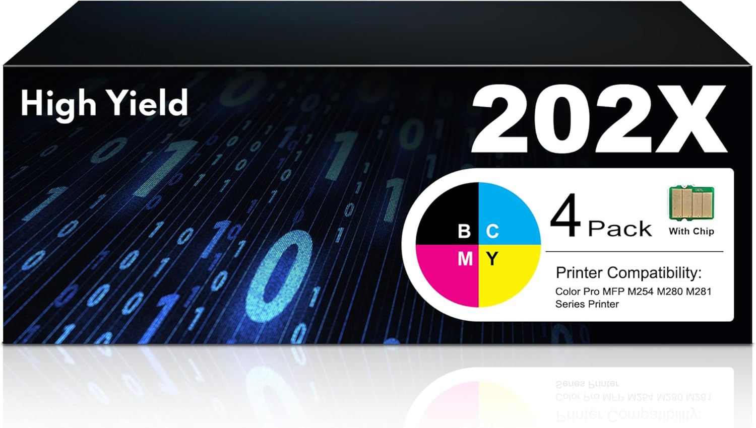 202A CF500X CF501X CF502X CF503X 4-Pack Set, High Yield, Replacement for HP 202A 202X Toner Cartridge Work for Color Pro MFP M280 M281 M254 Series Printer (1Black, 1Cyan, 1Magenta, 1Yellow)