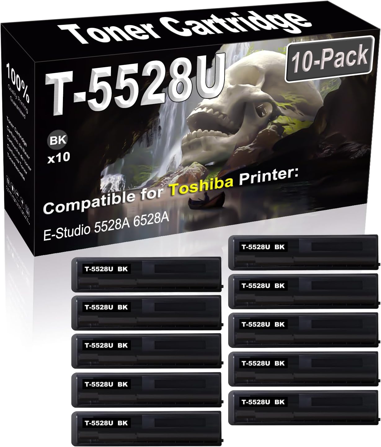 SINIYA 10-Pack (Black) Compatible E-Studio 5528A 6528A Laser Printer Cartridge (High Capacity) Replacement for Toshiba T-5528U T-5528U-K Printer Cartridge