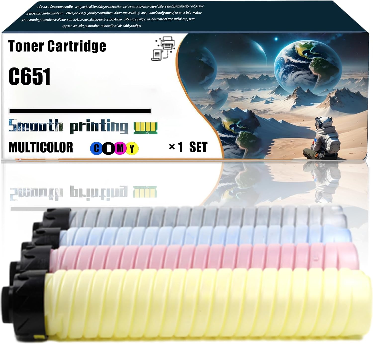 LSSF Replacement Parts Toner Cartridge C651 Compatible with Savin Pro C651EX Pro C751EX Printers, Contains Chip and Clear Printing (4-Pack BK/C/M/Y)
