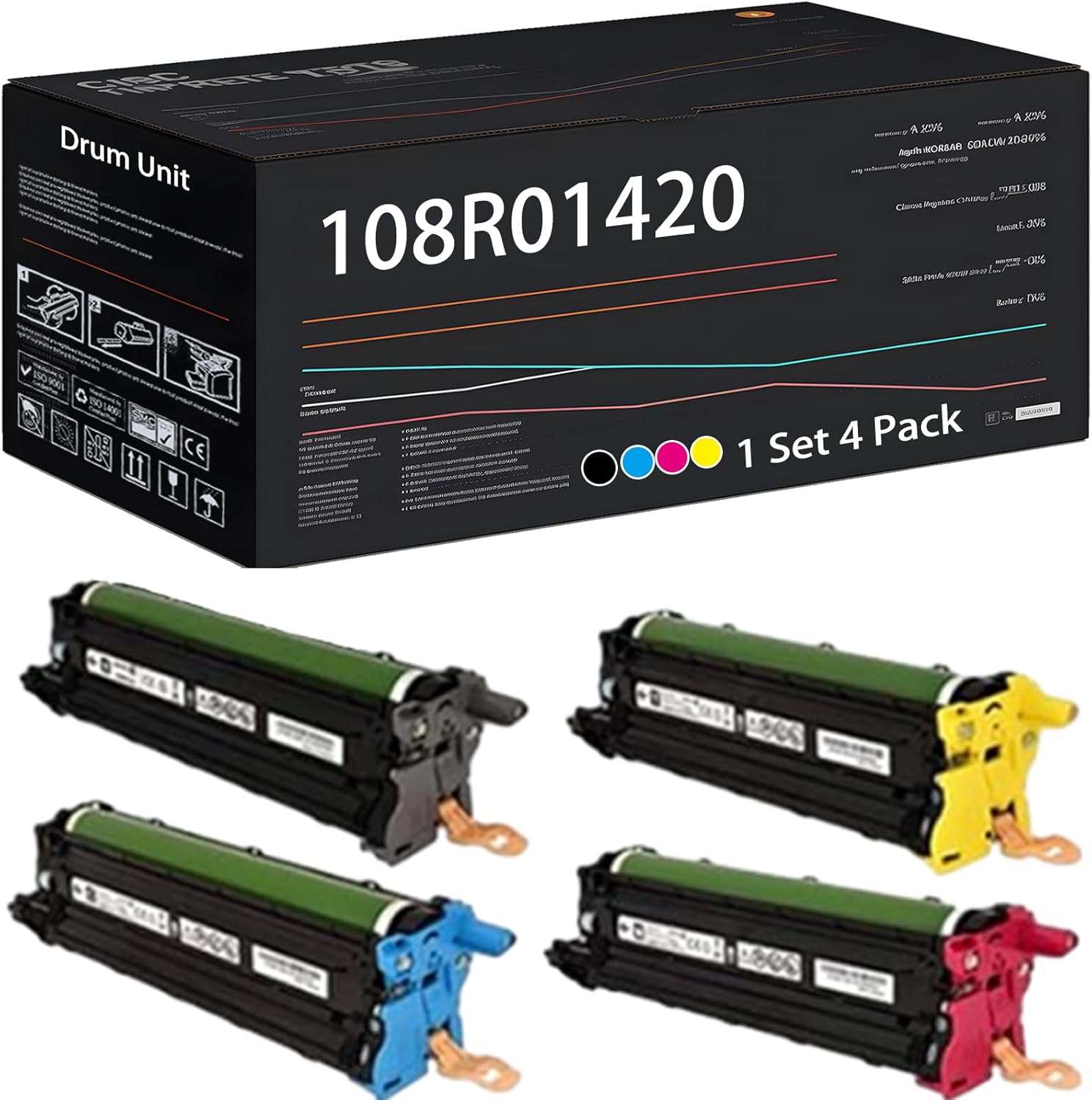 UVUMB Compatible with Xerox 108R01420 108R01419 108R01418 108R01417 Drum Unit Work for Xerox WorkCentre 6515DN 6515DNI 6515DNM Printers (4-Pack BK/C/M/Y)