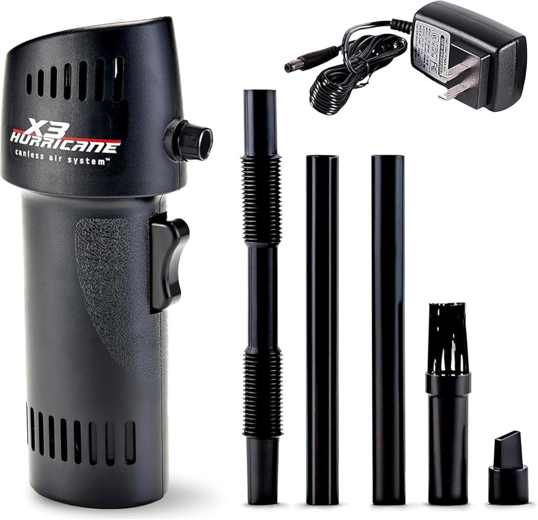 Canless Air X3 Hurricane Canless Air Compressor - Portable & Rechargeable Keyboard Cleaner, Perfect for Electronics and Household Cleaning - Includes 5 Attachments