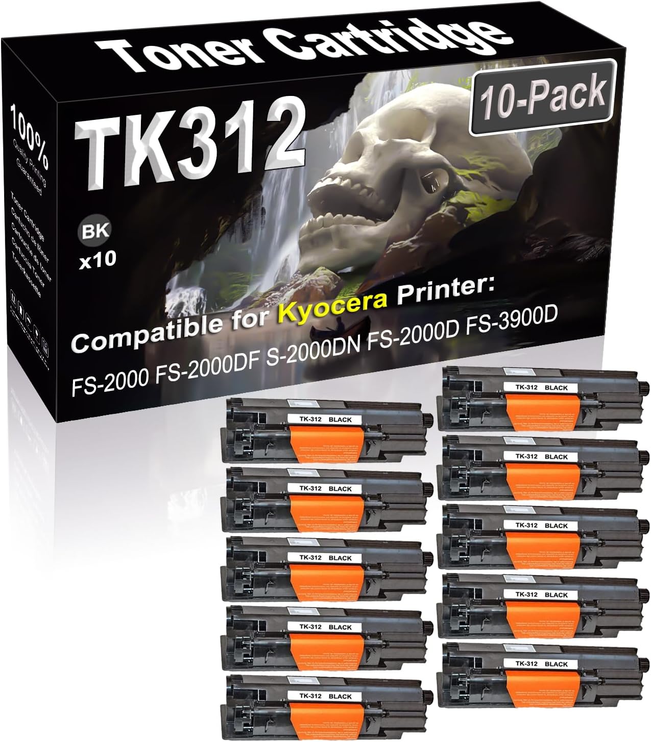 SINIYA 10-Pack (Black) Compatible FS-2000 FS-2000DF S-2000DN FS-2000D FS-3900D FS-3900DN Laser Printer Cartridge (High Capacity) Replacement for Kyocera TK312 TK-312 1T02F80US0 Printer Cartridge